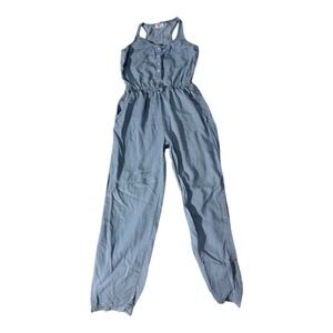 Modern Japna Jumpsuit Small Blue Lyocell Denim Look Sleeveless Racerback Henley